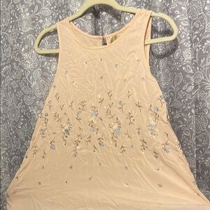 Embellished Cream Sleeveless Tank Top